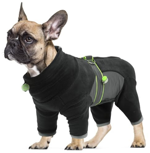LiebeDD Fleecejacke Hund, Winter Hundejacke Hundemantel Fleece Hundepullover mit Geschirr und Reißverschluss Winddicht Weiche Pyjama für Mittelgroße Hunde Französische Bulldogge Beagle (XS-XXL)
