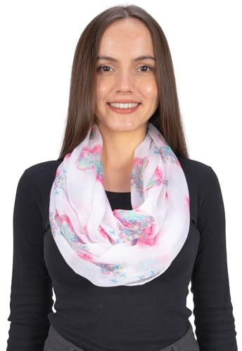 Seasons of April Damen Loop Schal – Dünner, Leichter & Weicher Schal mit Künstlerischem Herz- & Schmetterlingsdesign - Amira