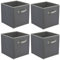 GEEZY Foldable Non-Woven Fabric Storage Cubes with Handle, 30x30x30cm, Grey, Set of 4 - Toys, Books, and Clothes Storage Organiser - Suitable for Cube Storage Units, Closets, Shelves, Drawers