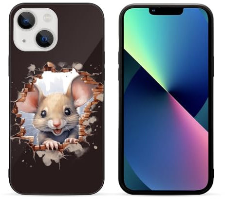 CRIVOTA For iPhone 13 Case - All-new Mouse Design, Glass Back + TPU Inner Shell, Military-grade Tested, Extreme Slimness, Bare-Hand Feel, Precise Cutouts, Cell Phone Cases for Boys Girls