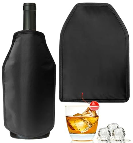 Gohytal Weinkühler Manschette 2er Set, Kühlmanschette für Wein oder Champagner Flaschenkühler für unterwegs Haushalt Gastronomie Outdoor Weinmanschette Schwarz für Wein Sekt Champagner