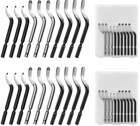 Flintronic 20Pcs Deburring Blades, Aluminum Alloy Hand Deburring Blade, Replacement Deburring-Knife Deburred Tool for 3D Prints Pipe, Plastic, Copper, PVC, Steel (8 BS1010, 6 BK3010, 6 BS1018)