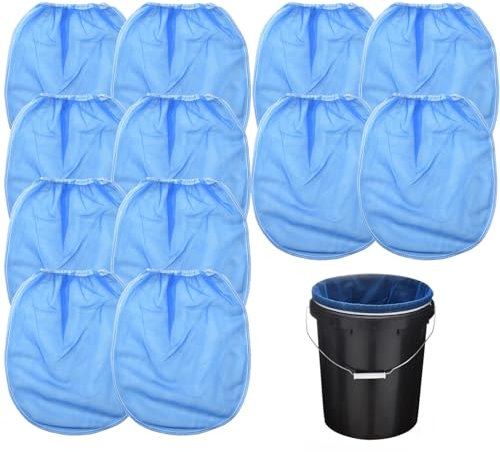 12 Pcs Paint Strainer for Emulsion,Filters Strainers,Sieve Bags,1 Gallon Nylon White Fine Mesh With Elastic Top Opening for Spraying,Ink And Gardening Hydroponics,for Sieves Screen for Buckets(Blue)