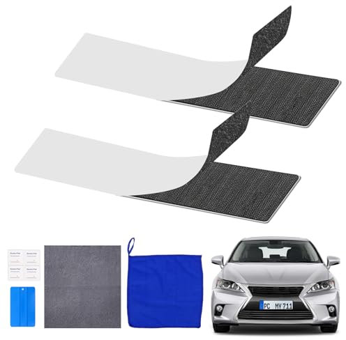 ZYNERY 2 Stück Klett Kennzeichenhalter Rahmenlos Kennzeichen Klettband Auto mit Reinigungstuch, Selbstklebend Nummernschildhalterung Klettverschluss für Kennzeichen Auto (10cm*50cm)