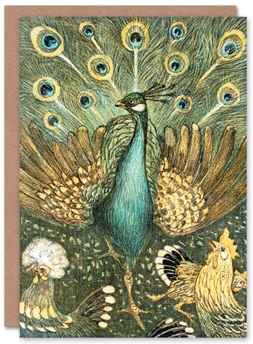 Artery8 Theo van Hoytema Art Card Peacock with Hens Painting