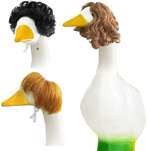 Porch Duck Wig, 3 Pieces Yard Duck Cosplay Costume Set, 5.91-7.87inches Sturdy Design Decorative Headgear and Hair Accessories for Outdoor Statues, Fun Holiday Outfits
