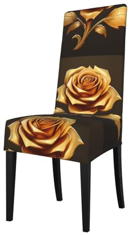 YYHHAOFA Protection cover for dining chair Gold Rose Printing - Soft, Comfortable, Needed Stretchable for Most Armless Chair