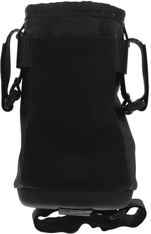 TOBBOMEY Schwarze Fahrrad Fronttasche aus Pu Leder mit Isolierung und Seitentasche Mountainbike Lenkertasche für Wasserflaschenhalter und Outdoor Aktivitäten