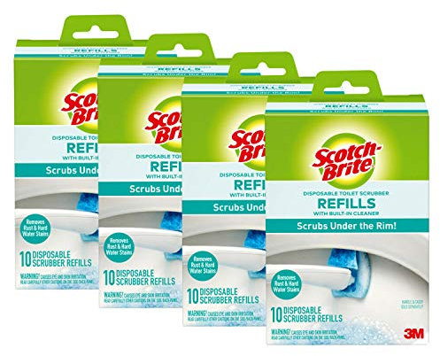 Scotch-Brite Disposable Toilet Scrubber Refills, Scrubs Under the Rim, 40 Disposable Refills