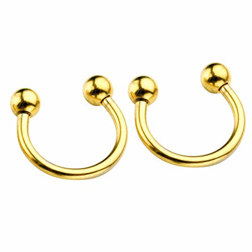 PiercingJ 1.2mm Edelstahl Ohrring Lippen Nase Brust Helix Tragus Ohr Piercing Septum Ring Hufeisen Circular Barbell Ohrpiering Gold