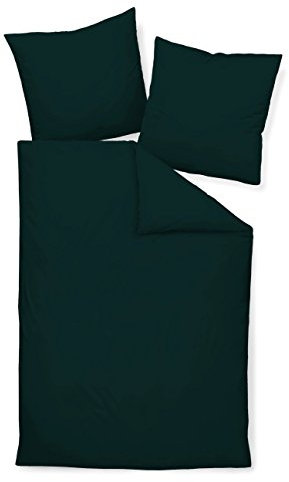 Janine Mako Satin Bettwäsche Uni Colors 155 x 220 cm schwarz