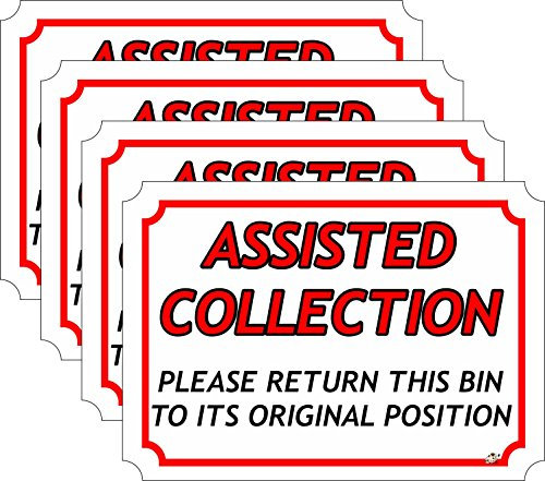 The Lazy Cow ASSISTED COLLECTION wheelie bin stickers A5-210mm x 148mm SET of 4