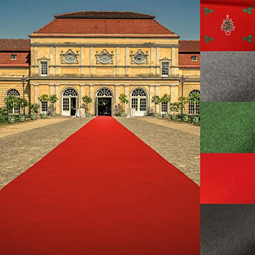Tapis de Passage Dimensions au Choix/Vert, Rouge sapins de Noel, ... / Tapis déco Anti Feu/Intérieur et extérieur/Idéal pour Magasins, fêtes, Mariages et évènementiel... (1x5 m, Rouge)