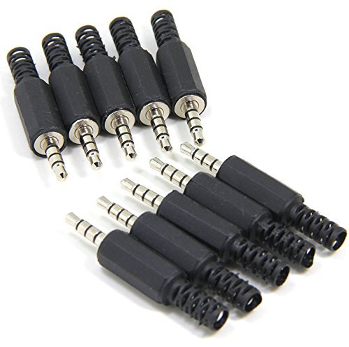Ancable Connecteurs Audio Jack Mâle TRRS 4 Pôles 3.5mm à Souder (10pcs), Connecteur pour Réparation de Casques Audio