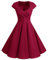 Bbonlinedress Robe de Fete Femme de Cocktail Vintage Rockabilly Robe plissée au Genou sans Manches col carré Rétro Dark Red 2XL