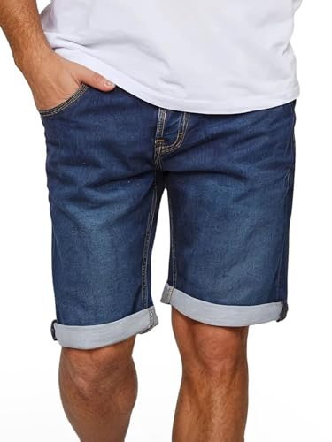 MUSTANG Jeans Shorts Herren Stretch Kurz Regular Fit Chicago Real X Kurze Hosen Sommer Denim Einfarbig Blau w42, Größe:W 42, Farbe:Dark Blue (982)