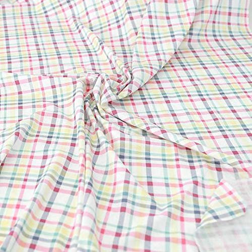 TOLKO 50cm Baumwoll-Jersey für Shirt Kleid Rock | Kleiderstoff weich Blickdicht knitterarm elastisch | Stoffe zum Nähen Jersey Stoff Meterware | 150cm breit Baumwollstoff (Kariert)