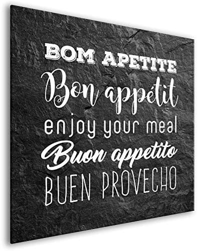 murando Paraschizzi in Vetro per Cucina Pannello Paraspruzzi per Piano Cottura Pannello per Parete Decorazione Grafica 60x60cm Buon Appetito Nero Bianco m-C-0336-aq-a