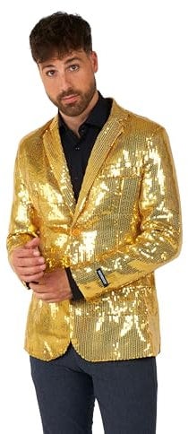 Suitmeister Herren Gold Party Blazer - Weihnachten, Silvester Party Glänzende Pailletten Anzugjacke - Gold