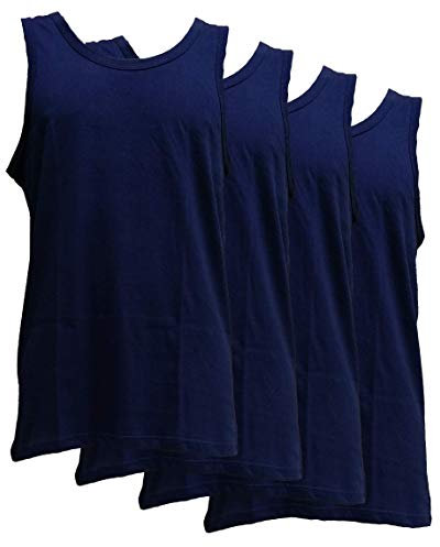 Fontana Calze & Intimo 4 Pezzi Canottiera Uomo Spalla Larga in Jersey di Puro Cotone,Che donano Comfort e freschezza sulla Pelle (Blu, 4 M)