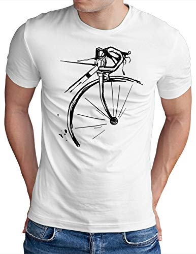OM3® Bicycle Fahrrad T-Shirt - Herren - Vintage Radsport Radfahrer - Weiß, M