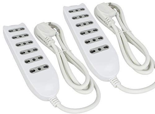 LEDLUX 2 Pezzi Multipresa Ciabatta Elettrica Con 6 Posti Prese Bipasso 10/16A Cavo Lunga 1,5 Metri Spina Grossa 16A Laterale