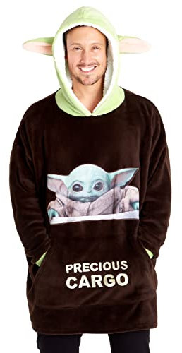 The Mandalorian Oversized Hoodie Herren, Star Wars Fleece Riesen Pullover Herren Hoodie Blanket (Braun/Grün)