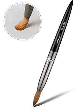 Pincel de Uñas Acrílico de Pelo de Marta Kolinsky Brocha de Madera para Esmalte de Decoración de Uñas y Manicura Herramienta de Pedicura Profesional con Cabezal Redondo (Tamaño #22)