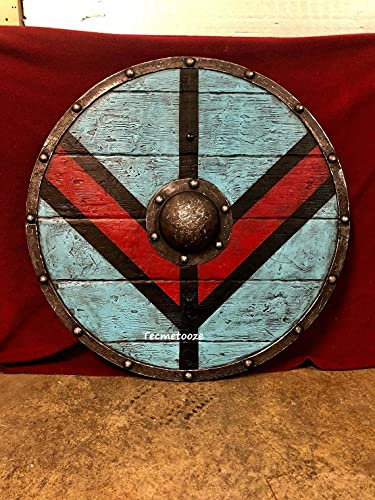 Tecmetooze Bouclier viking médiéval Lagertha Battleworn The Last Kingdom Cosplay Battle Ready Bouclier entièrement fonctionnel pour bataille pour soldat/guerrier (61 cm) 61 cm 61 cm