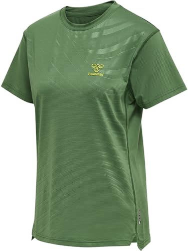 hummel Damen Hmlongrid Poly Tee S/S Wo T Shirt, Myrtle/Dark Citron, XS EU