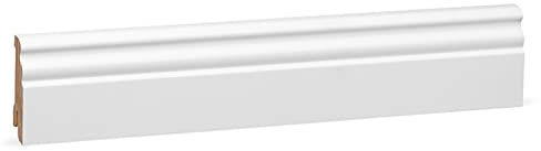 KGM Hamburger Sockelleiste Altberliner Profil – Weiß lackierte Fußbodenleiste aus Kiefer Massivholz RAL 9016 – Maße: 2400 x 18 x 58 mm – 1 Stück