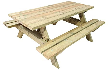 MASGAMES Table de pique-nique d'extérieur Munich | Bois traité en autoclave niveau IV | Homologué usage public | Longueur 180 cm