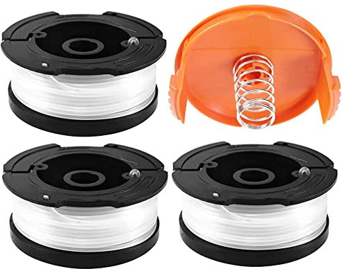 Bobines A6481 A6485 pour Black et Decker Af-100, Bobine Fil Coupe Bordure pour Black et Decker Coupe-Bordures, 3 Bobine de Fil Debroussailleuse avec 1 Couvercle de Bobine et 1 Ressort (3 + 1pcs)