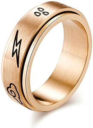 Dsnyu Ringe für Paare, Rosegold Siegelring, Sonne Mond Stern Drehbar Edelstahl Ringe Herren für Hochzeit GR.62 (19.7)