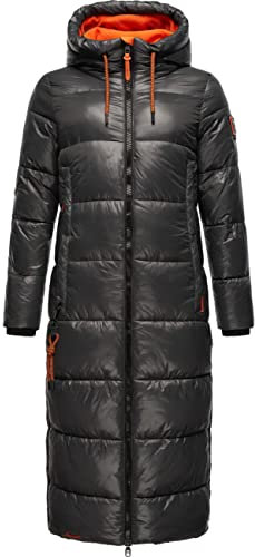 Navahoo Damen Warmer Winter Steppmantel mit Kapuze Schmuseengel Anthracite Gr. XS