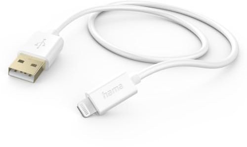 Hama Ladekabel USB A auf Lightning (iPhone Ladekabel, Lightning Kabel, iPhone 14 13 12 11 Pro Max Plus mini SE XS Max XR X 8 7, iPad Pro Air mini, iPod, MFI zertifiziert, vergoldet, 1,5m) weiß