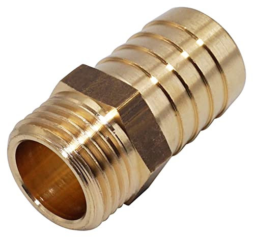 SKIR'CO (1 pièce) Raccord cannelé mâle en laiton 1/2 x 20 mm, adaptateur de tuyau barbelé, connecteur de queue de tuyau, filetage BSP