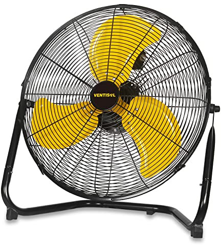 VENTISOL Ventilador de piso de alta velocidad 4012CFM de 18 pulgadas y 3 velocidades, ventilador industrial de metal resistente para almacén, taller, fábrica, sótano, invernadero, inclinación de 360
