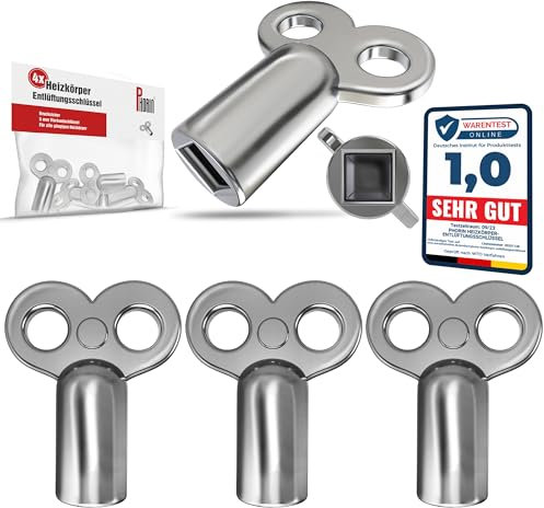 Phorin® 4x Heizungsentlüftungsschlüssel - Universal für alle Heizkörper - 5 mm Robuster und Stabiler Entlüfter