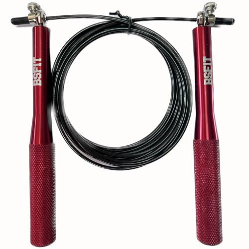 BSFIT Comba rápida Profesional de Aluminio. Salta hacia la Excelencia con los Accesorios de Salto y Comba Dobles para Mayor Velocidad, Fitness, comba boxeo, Gym y MMA, Jump rope (ALUMINIO ROJO)