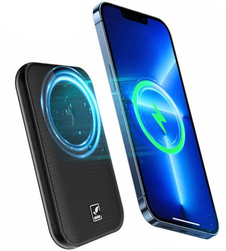 Mag-Safe Powerbank 5100 mAh, Magnetic Wireless Power Bank with LED Display, PD 22.5 W Battery Pack,Compatible with Mag-Safe, Magnetic Battery for iPhone 15/14/13/12/Plus/Mini/Pro/Pro Max (Black)