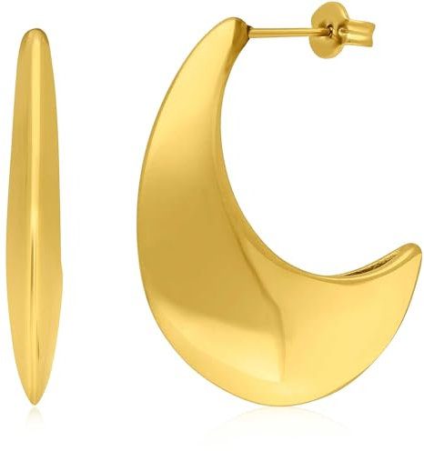 Lylium Damen-Ohrringe aus der Kollektion Luna. Das Schmuckstück ist aus goldfarbenem Stahl gefertigt und verfügt über ein Mondsymbol. Referenz: AC-O253G