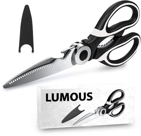SALARA Kitchen Scissors Sharp Heavy Duty Kitchen Scissors Stainless Steel Multipurpose Utility Scissor Kitchen Shears for Chicken Meat Scissors UK Dishwasher Safe (1 X White Black)