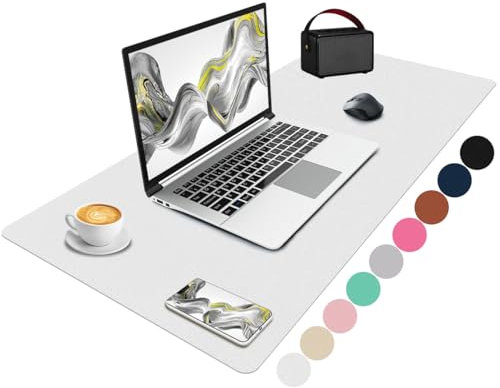 Niviy Desk Protector Pad White, Non-Slip PU Leather Desk Mat, Large Mouse Pad Laptop Desk Writing Mat, Waterproof Mouse Mat for Laptop Accessories (90 x 43 cm)