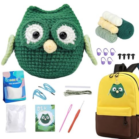 Toseky Strick- und Häkelset, Bastelsets für Erwachsene zum Häkeln - Tier-Eule handgemachtes Häkelwerkzeug-Set,Strickset mit Anleitung, Häkelnadel, Zubehör für, Mädchen, Kinder, Erwachsene