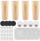 4 Pcs Pieds de Meuble Bois, Pied de Lit Bois Rond 8 cm 12 cm 15 cm, Pied Canapé a Visser avec Chaise Casquettes Plaque de Montage Vis Tapis, Rechange Pieds de Table Bois Massif, Antidérapant (12 cm)
