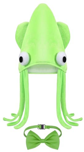 SATINIOR Octopus Grüner Verstellbarer Tier Hut Mit Grüne Fliege für Kinder Erwachsene - Lustige Mütze für Halloween Weihnachten Ostern Party Dekoration Fantasie Kostüm Zubehör