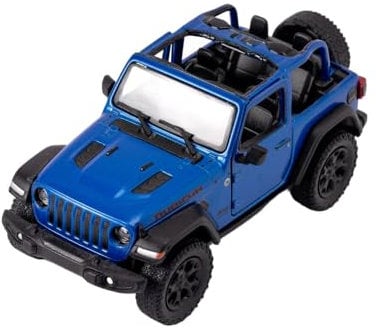 Easy Toys Modellauto kompatibel mit Jeep Wrangler 2018. Maßstabsgetreuer Spielzeug-Geländewagen mit zu öffnenden Türen. Automodellierung. (Wrangler-Blau)