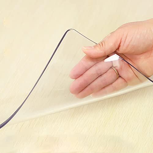 SGSKEIEY RectáNgulo De Mantel De PVC Transparente De Cristal, para Exterior y Cocina Lámina de Protección de Mesa Tamaño Deseado Mantel Transparente Lámina de Mesa (55x100cm,Transparentes1.5mm)