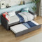 Soweiz Leinen, Grau Tagesbett, Doppelbett, Doppelbett mit klappbaren und hochklappbaren Metallbeinen, schlicht und stilvoll, 90x200 cm